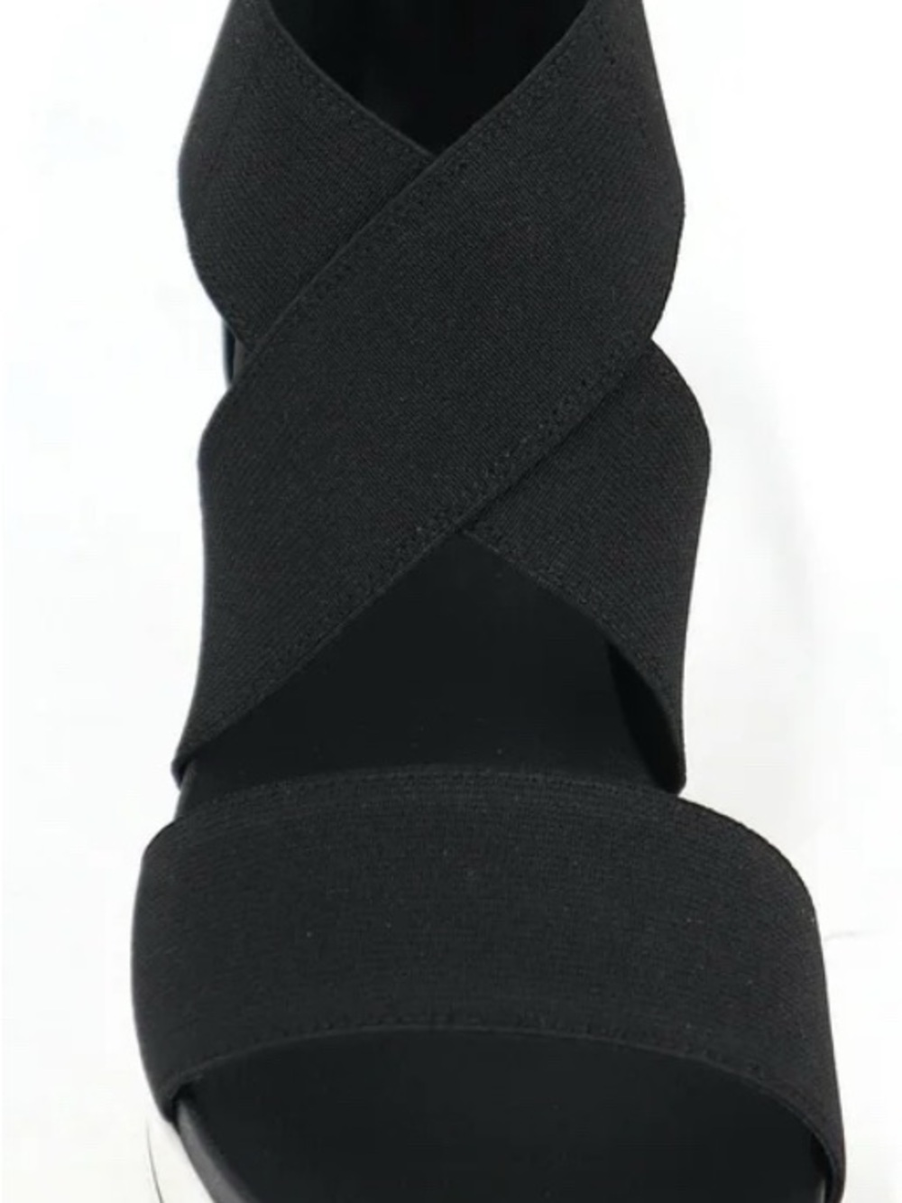 Time and Tru Black Elastic Crisscross Wedge Sandal - Picture 8 of 11